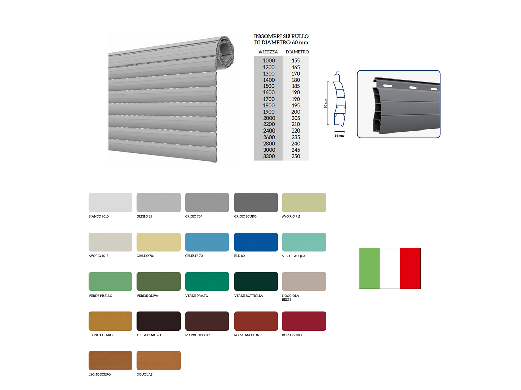 geabitantxx.png TAPPARELLA AVVOLGIBILE PVC ITALIA STECCA mm.14x50 VARI COLORI - immagine 1