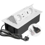 MultiPresa Incasso per Mobili Soft 2xShuko USB A+C RJ45 HDMI Cavo 1,5 mt Nero  GTV