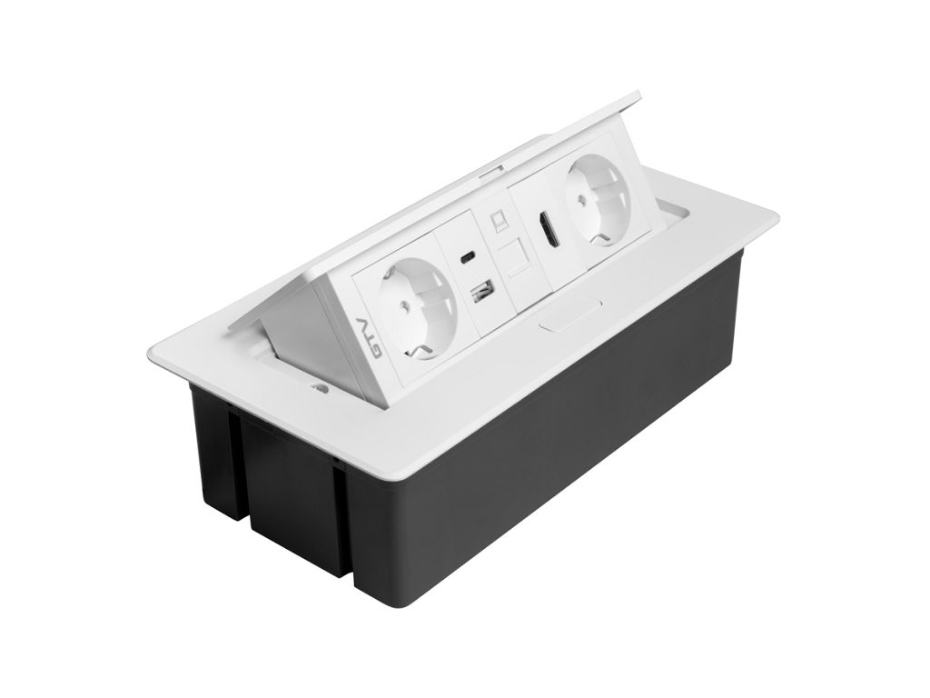 MultiPresa Incasso per Mobili Soft 2xShuko USB A+C RJ45 HDMI Cavo 1,5 mt Nero  GTV - immagine 2