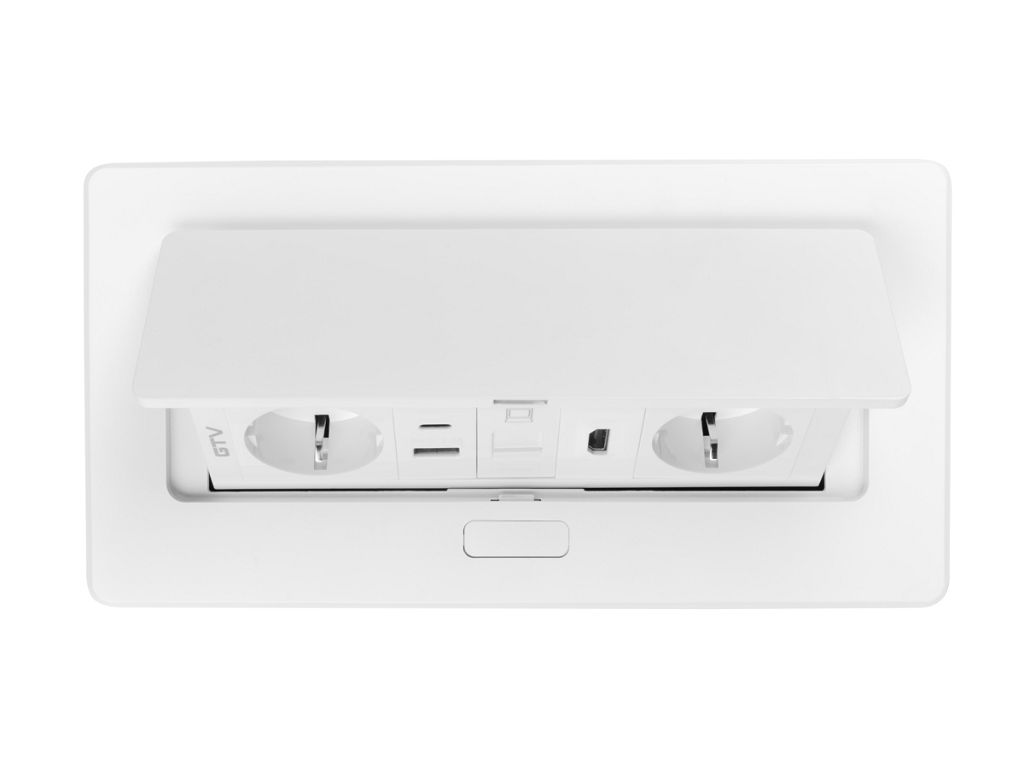MultiPresa Incasso per Mobili Soft 2xShuko USB A+C RJ45 HDMI Cavo 1,5 mt Nero  GTV - immagine 8