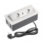 MultiPresa Incasso per Mobili Soft 2xShuko USB A+C Cavo 1,5 mt Bianco GTV