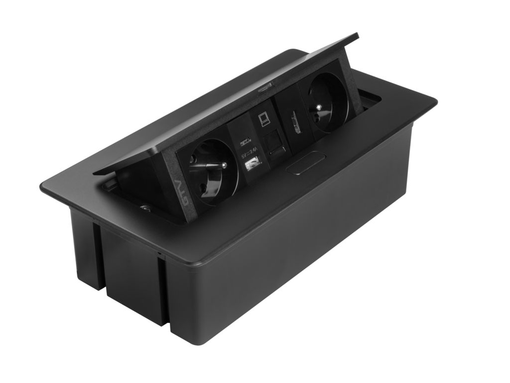 MultiPresa Incasso per Mobili Soft 2xShuko USB A+C RJ45 HDMI Cavo 1,5 mt Nero  GTV - immagine 3