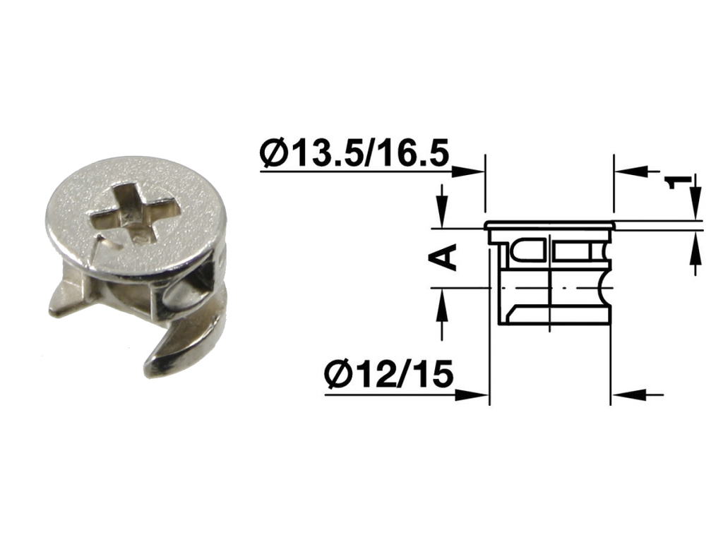 haf26225070.png Giunto Minifix con Bordo di Copertura mm.15x12h Nichelato Hafele - immagine 1