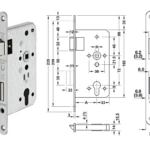 Serratura Infilare Foro Yale per Cilindro Europeo Bordo Tondo Frontale 20 Scrocco+catenaccio Entrata 55-1013 PZW Acciaio Inox  BMH Porta Spinta a Sinistra | Hafele