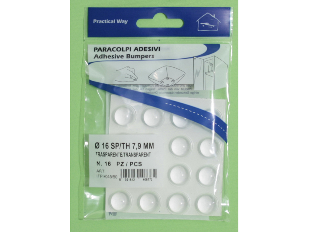 itfitpa04550.png Paracolpi Adesivi Emisferici Poliuretano Trasparente mm.7,9 X D.16 pz. - immagine 1