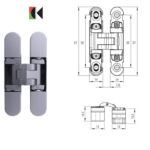 Cerniera Invisibile Regolabile K6100 mm.72x14 Reversibile Cromo Satinato  Koblenz