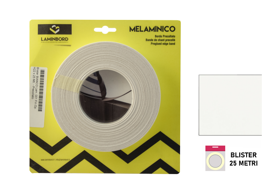 lmbbl00001p122cd.png Bordo Laminato Preincollato Spessore 0,40 in Blister da mt.25 Bianco Opaco h22 | Laminbord - immagine 1
