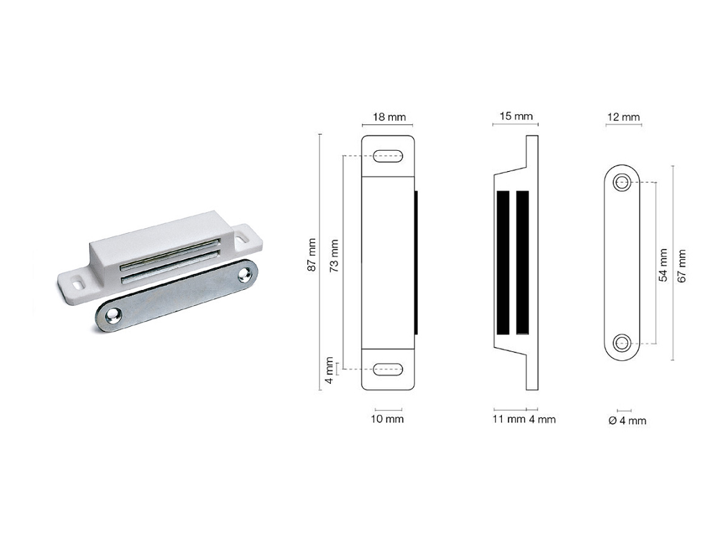 mac010652c.png Magnetico Applicabile 87x18 mm. Piastra Forza 10 Kg. | Maco - immagine 1