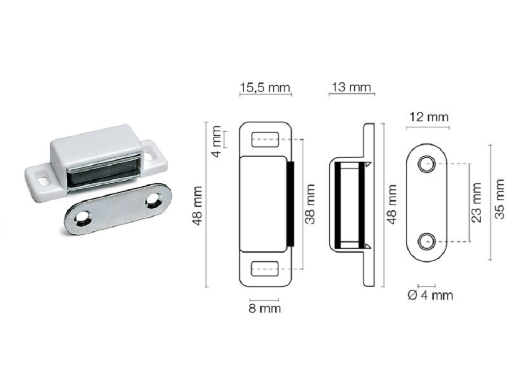mac010782c.png Magnetico Applicabile mm.48x15,5+Piastra Forza Kg.4 | Maco - immagine 1