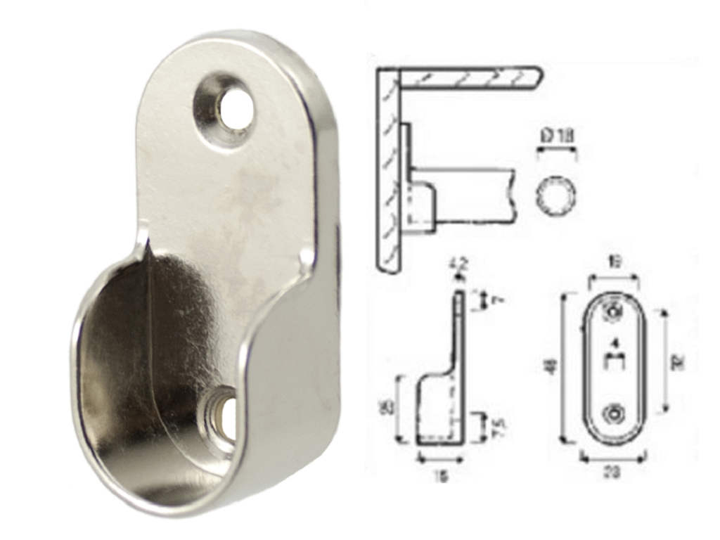 mntm70031c.png Reggitubo Laterale Zama per Tubo Tondo d.18 Nickel Manart - immagine 1