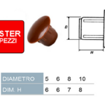 TAPPO COPRIFORO PLASTICA IN BLISTER DA 10 PEZZI MARRONE  VARIE MISURE