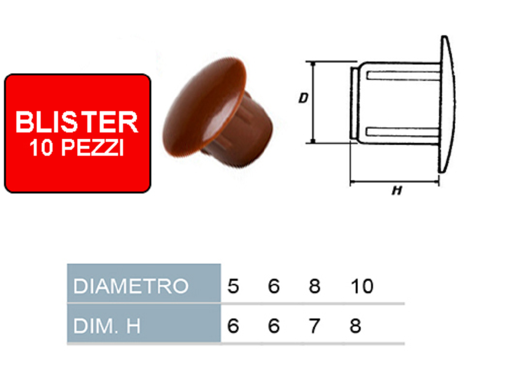 mpl9005mc.png TAPPO COPRIFORO PLASTICA IN BLISTER DA 10 PEZZI MARRONE VARIE MISURE - immagine 1