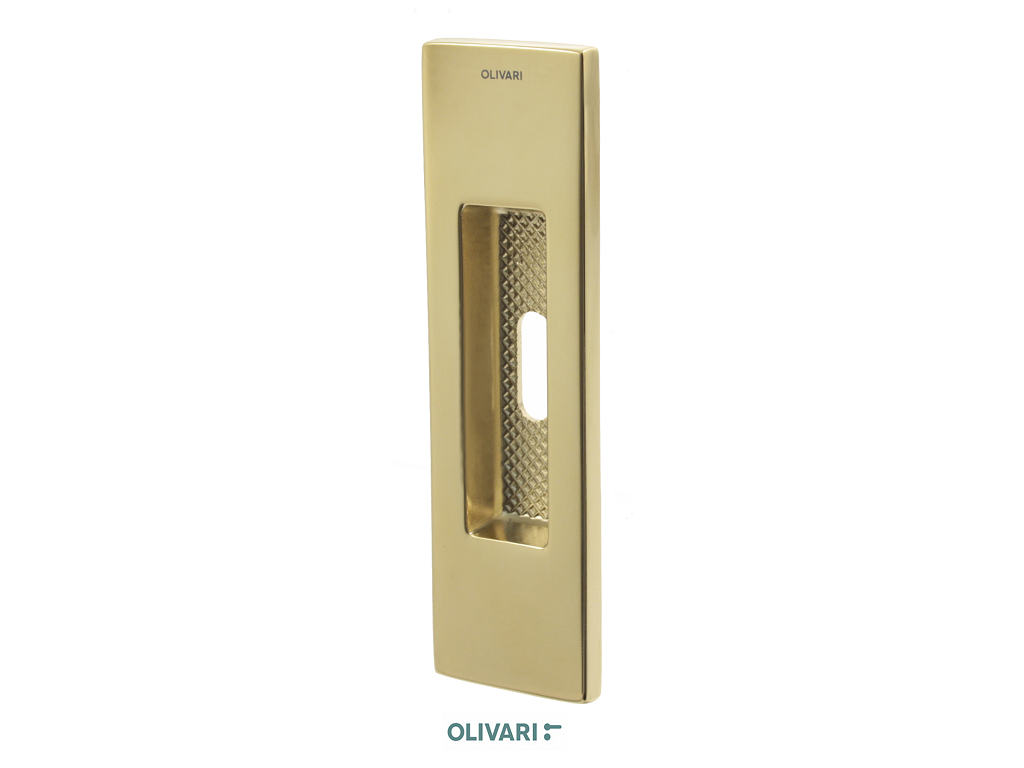 olid111fzlc.png Maniglia Incasso Rettangolare Porta Scorrevole modello Sirio mm.37x128 Con Foro Chiave ZL-Super Oro Lucido | Olivari - immagine 1