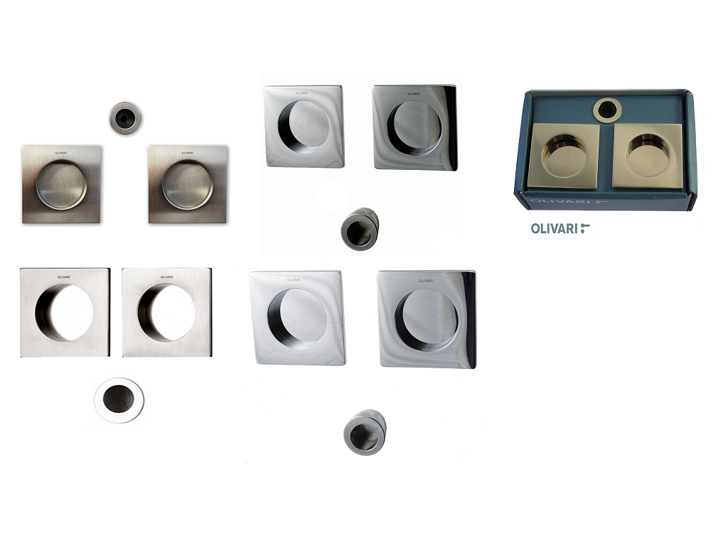 olid129xx.png Maniglia Incasso Quadra Porta Scorrevole modello Giotto d.65x65/48 Senza Foro Chiave varie finiture | Olivari - immagine 1