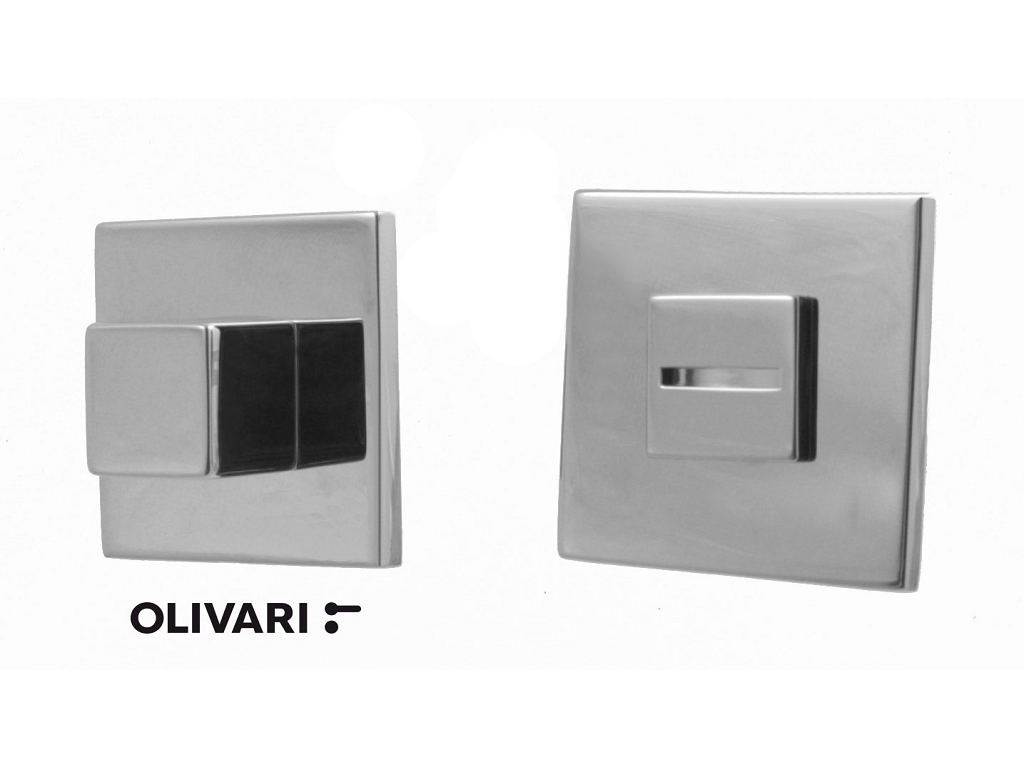 olih136v6bcrcc.png Nottolino Chiavistello WC Q6 modello Cubo Rosetta Quadra d.50x50x10h varie finiture | Olivari - immagine 1