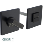 Nottolino Chiavistello WC Q6 modello Space Q+Cubo S Rosetta Quadra d.51x51x5h US-SuperAntracite Satinato | Olivari