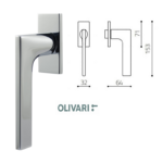 Maniglia per Finestra DK Lotus Q rosetta Bassa Movimento 4 scatti Metallo Quadro d.7x42mm varie finiture  | Olivari