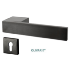 Maniglia Total Rosetta Rettangolare d.47x30x40h Bocchetta Foro Yale per Cilindro Europeo US-SuperAntracite Satinato | Olivari