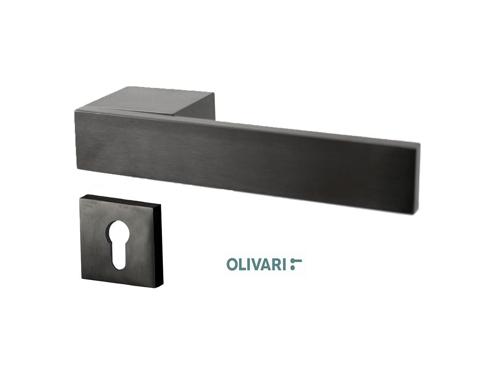 olim207ryus.png Maniglia Total Rosetta Rettangolare d.47x30x40h Bocchetta Foro Yale per Cilindro Europeo US-SuperAntracite Satinato | Olivari - immagine 1