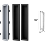 Maniglia Incasso Rettangolare Porta Scorrevole modello MN1097 mm.32x150 Senza Foro Chiave varie finiture | Pamar