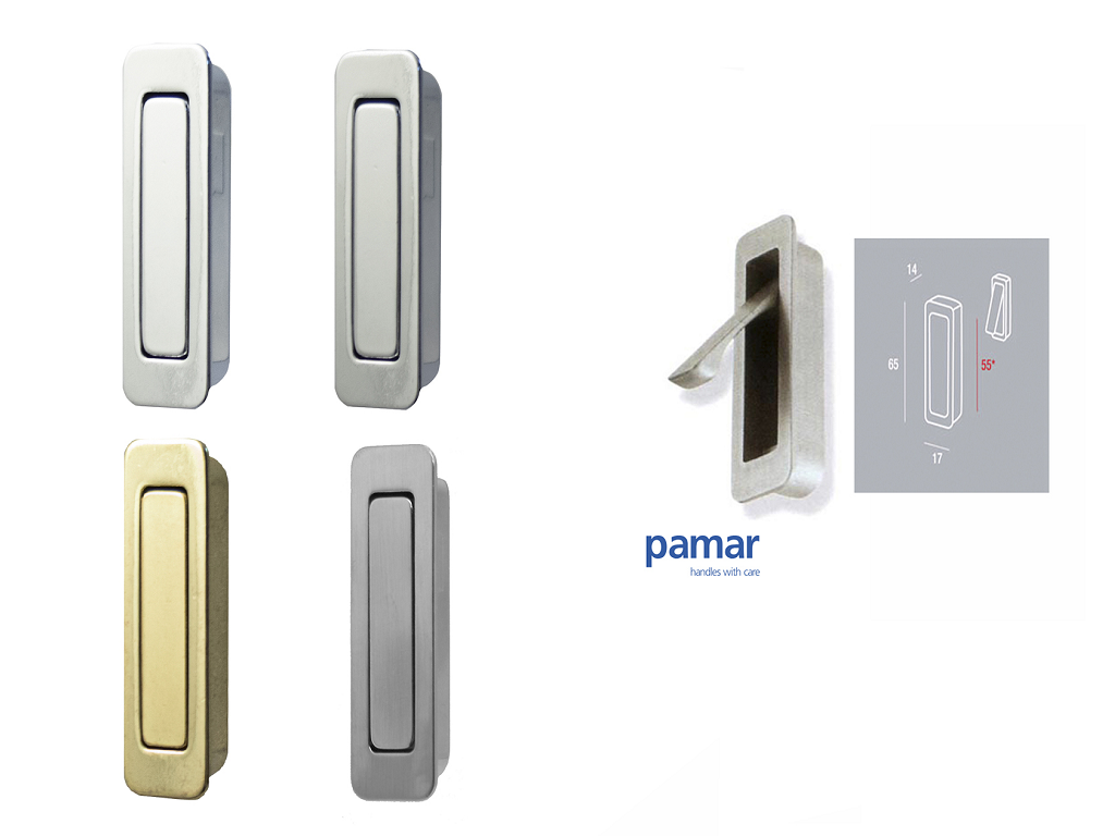 pammn295.png Maniglia Incasso Mobile A Pendolo Interasse 55 Rettangolare mm.20x68 varie finiture | Pamar - immagine 1