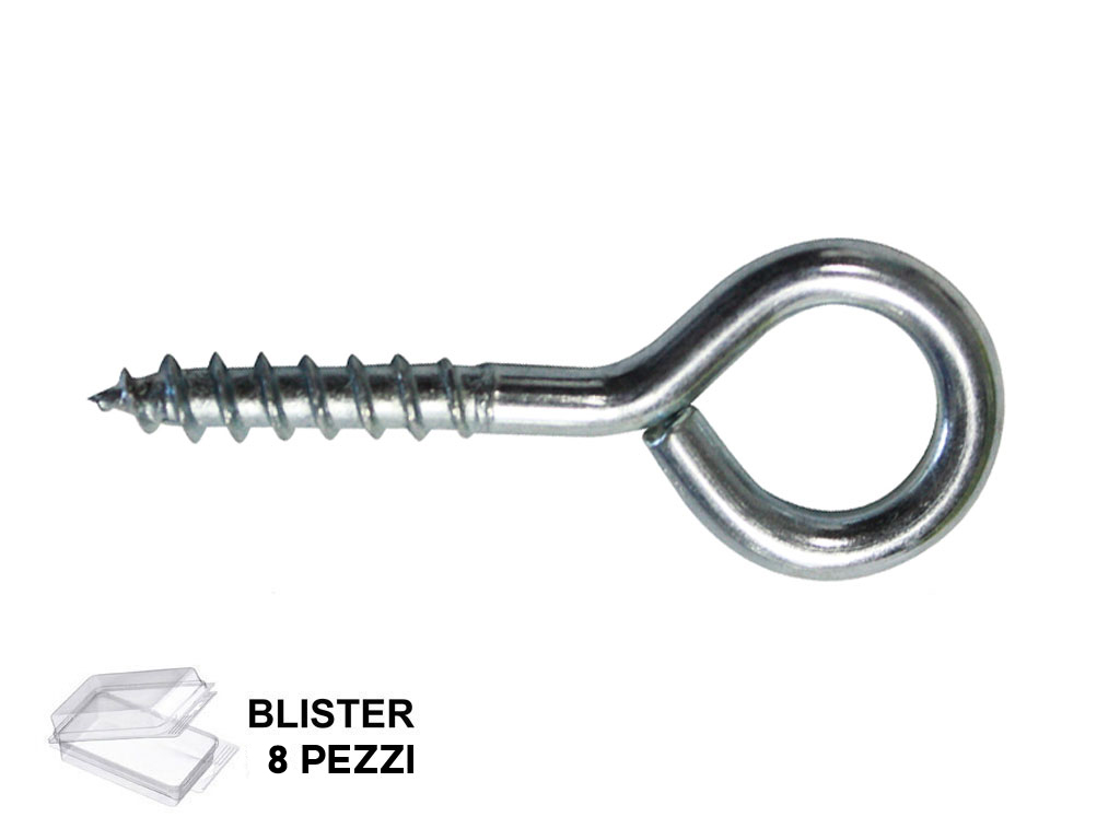 pucbls1008pz.png Occhiolo a Vite Legno Zincato in Blister da Pezzi 8 mm.21x60 | Puccioni - immagine 1