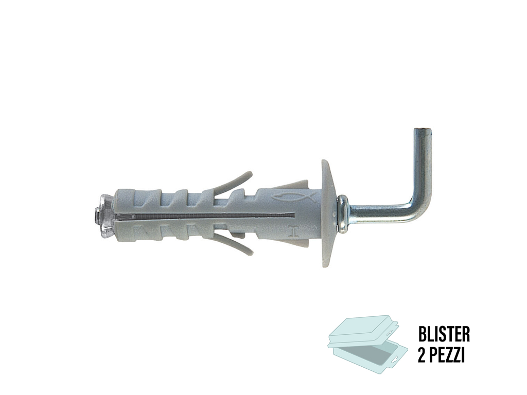 sb122pz2.png SB 12/2 Tassello Nylon Espansione a Vite in Blister da pz.2 Gancio Medio | Fischer - immagine 1