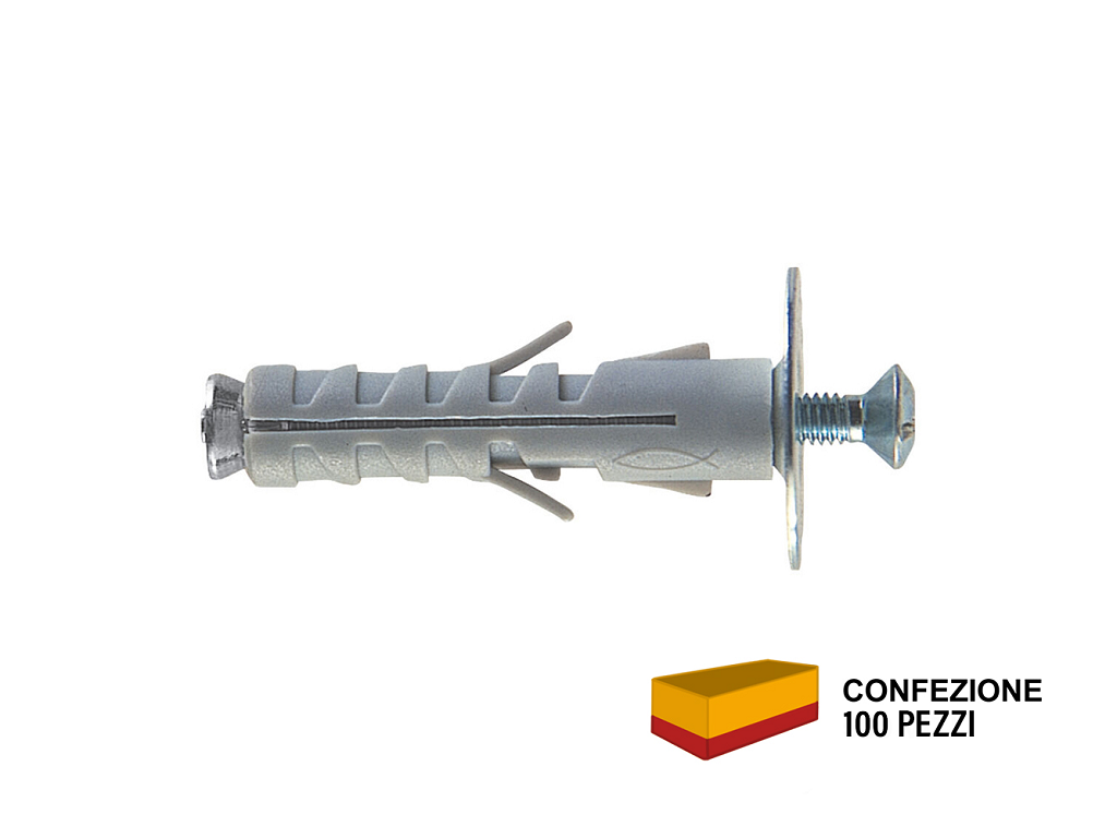 sb94pz100.png SB 12/4 Tassello Nylon Espansione a Vite pz.100 con Vite PH / PZD | Fischer - immagine 1