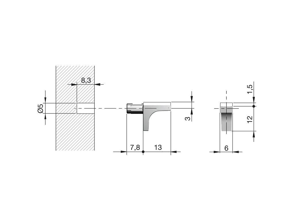 Reggiripiano Cristallo K-LINE da Inserire ø Foratura 5 mm Zama Nichelato - immagine 3