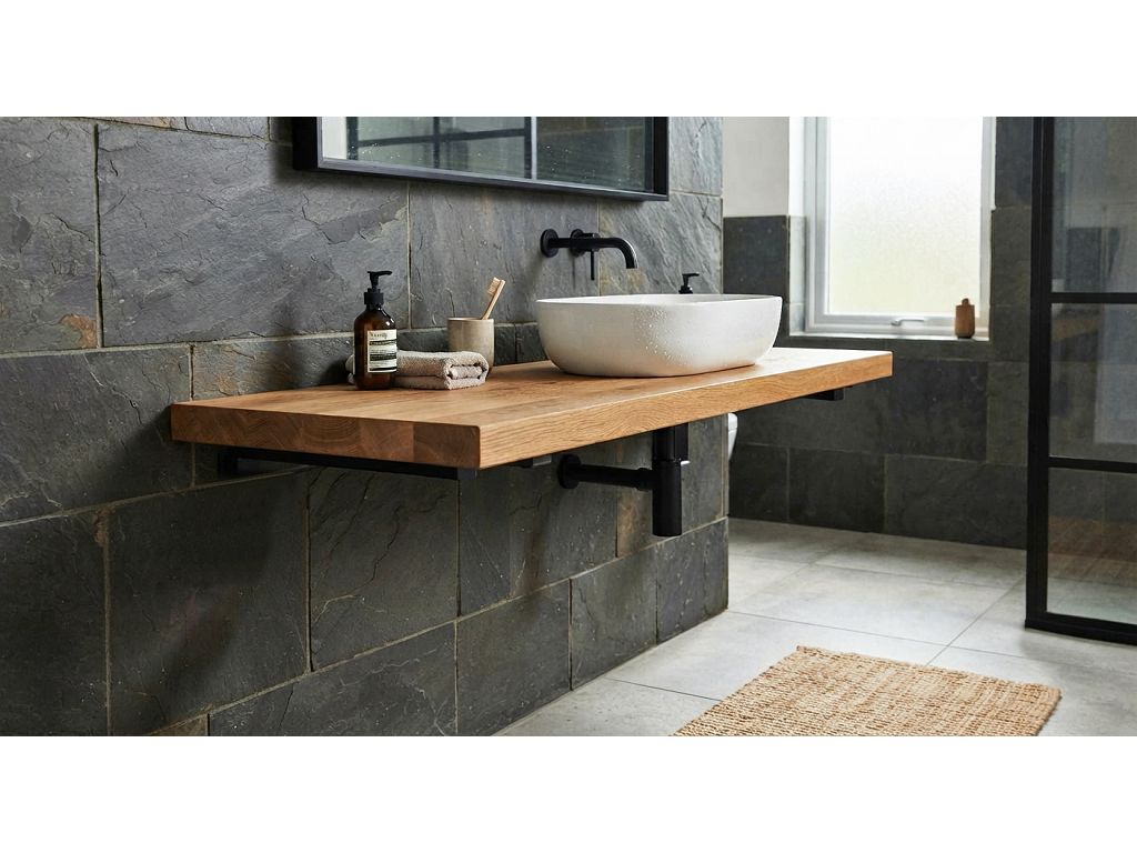 Staffa Reggimensola per Lavabo Sospeso o Mensolone Portata Alta Acciaio Nero DX-SX mm.450 - immagine 3