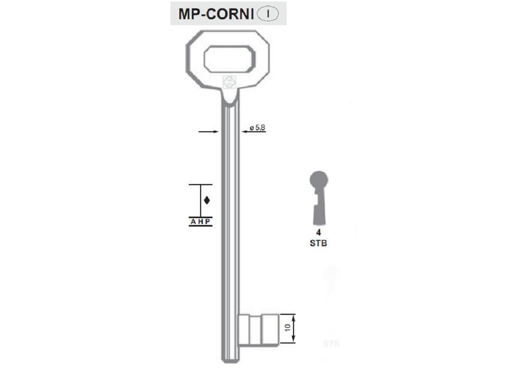 sil4stb.png Chiave Cifrata per Serratura Applicare Cantina Leggera Corni 4stb | Silca - immagine 1