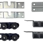 Sistema Scorrimento Porta Legno Carrelli Dragon Blu con Piastre Sospese+02 ECO Aggancio Frontale Portata Kg.80   Sliding