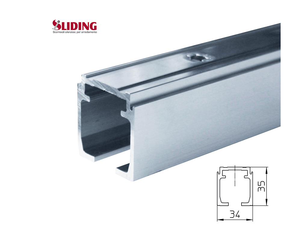 slipuma0151x000z.png Binario Singolo Dragon-Puma mm.34x35 Alluminio Naturale Portata kg.120 varie lunghezze Sliding - immagine 1