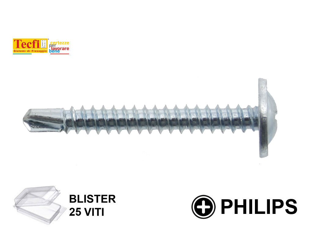 tblperf25.png VITE AUTOPERFORANTE TC FALSA RONDELLA ZINCATA PH2 IN BLISTER mm.4,2 VARIE LUNGHEZZE | TECFI - immagine 1