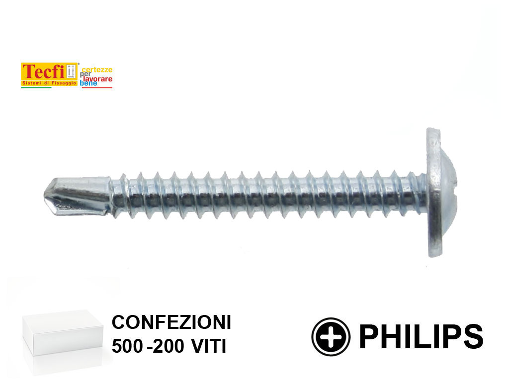 tblperf500200.png VITE AUTOPERFORANTE TC FALSA RONDELLA ZINCATA PH2 IN BLISTER mm.4,2 VARIE LUNGHEZZE | TECFI - immagine 1