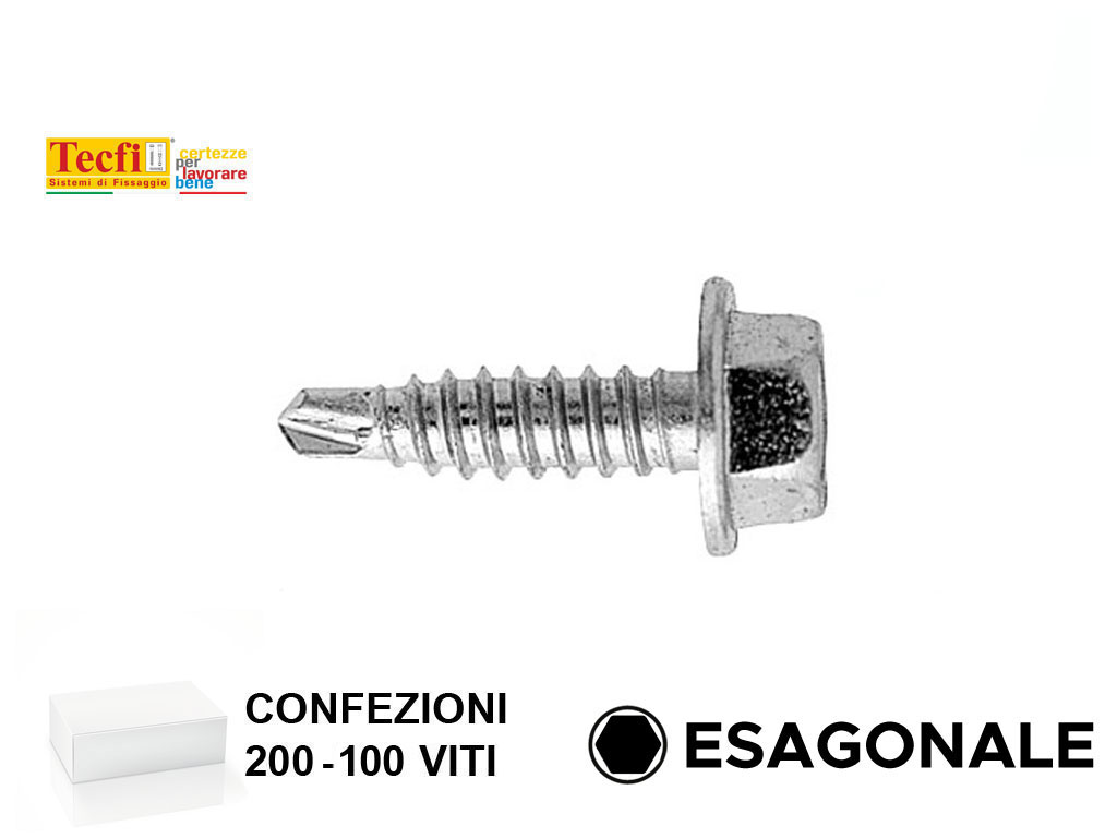 teperf200100.png VITE T.E CON FALSA RONDELLA AUTOPERFORANTE ZINCATA CAPACITÀ FORO 6 mm.IN BLISTER mm. 6,3 VARIE LUNGHEZZE | TECFI - immagine 1