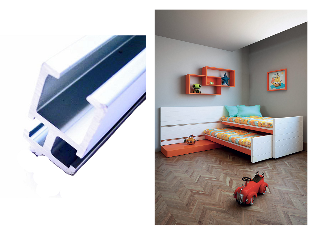 tsc300asc.png Binario Alluminio per Ruote Letto Anodizzato Argento Spazzolato cm.300 Terno Scorrevoli - immagine 1