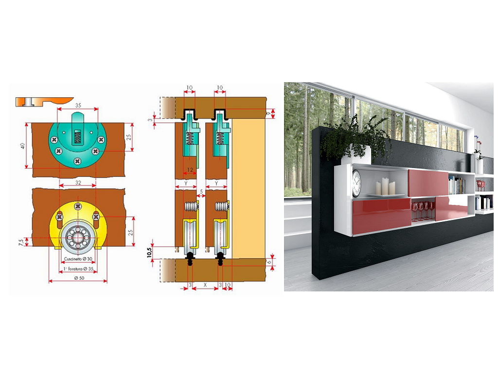 tsc639640.png Scorribase Standard Anta Completa Portata kg.50 Terno Scorrevoli - immagine 1