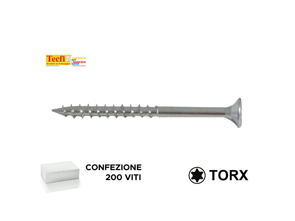 tspangfilettata200.png VITE TRUCIOLARE TSP IMPRONTA TORX TX25 ZINCATE IN BLISTER mm.5,0x VARIE LUNGHEZZE | TECFI - immagine 1