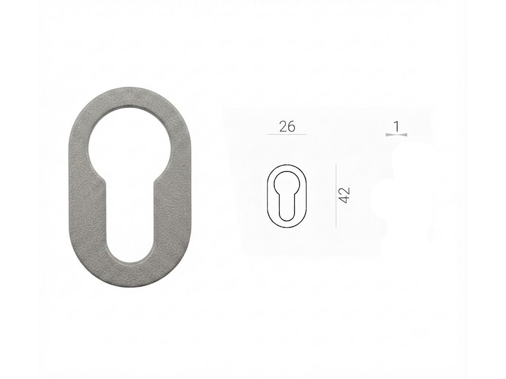 Bocchetta Ovale Slim Foro Yale per Cilindro Europeo Collezione Nuda pz.2 mm.42x26x1h varie finiture | Verum Italy - immagine 2