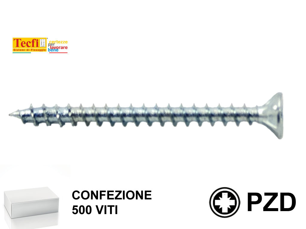 500zincate.png VITE TRUCIOLARE TSP IMPRONTA CROCE PZ1 ZINCATE pz. 500 mm.3,0x VARIE LUNGHEZZE | TECFI - immagine 1