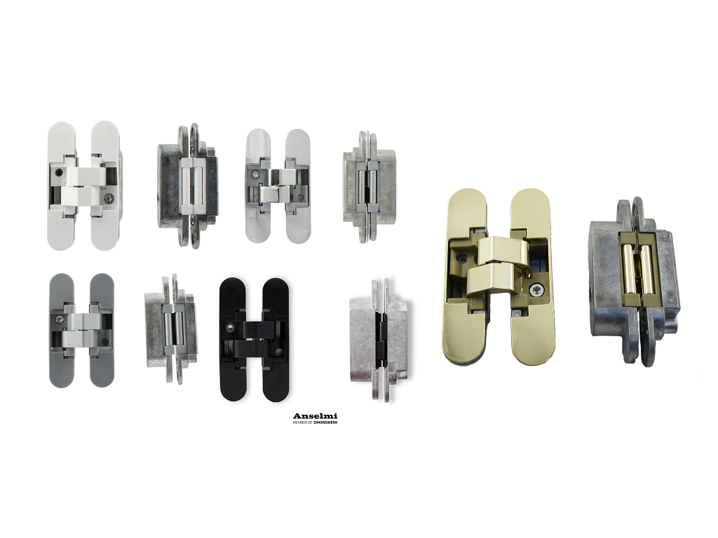 ansan1503xx.png Cerniera Invisibile Istar AN150 3D Porta a Filo mm.110x24x21h Portata kg.40 varie finiture | Anselmi - immagine 1