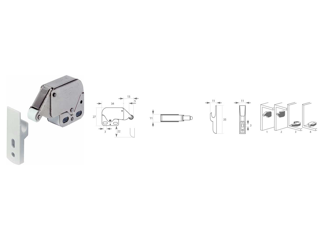 bsa188nbc.png CRICCHETTO ACCIAIO MINI LATCH NICHELATO PLASTICA prodotto da BSA - immagine 1