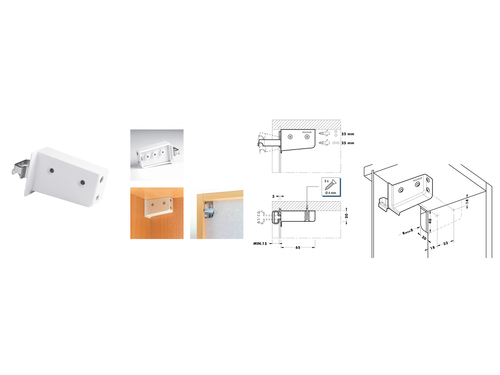 cam800b.png ATTACCO PENSILE A VISTA CON VITI PER REGOLAZIONI BIANCO DX-SX prodotto da CAMAR - immagine 1