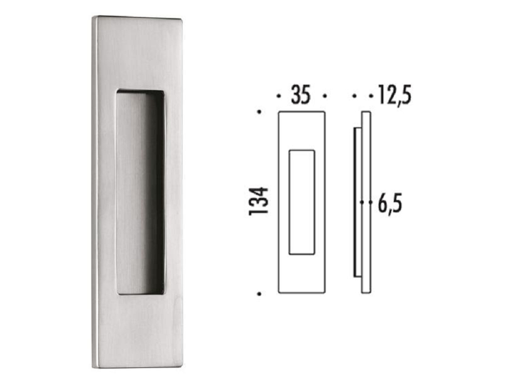 clmid411cm.png Maniglia Incasso Rettangolare Porta Scorrevole modello ID411 mm.35x134h Senza Foro CM-Cromat Colombo Design - immagine 1