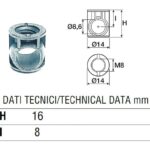 Barilotto Senza Bordo Zincato d.14 Altezza 16mm per Astina d.8 Filettato MA8