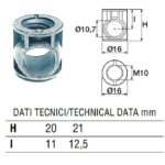 Barilotto Senza Bordo Zincato d.16 Altezza 20mm per Astina d.10 Filettato MA10