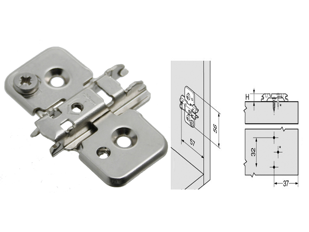 elm173h7100.png Piastra Clip Cerniera Montaggio a Croce con Eccentrico Nichelato varie altezze | Blum - immagine 1
