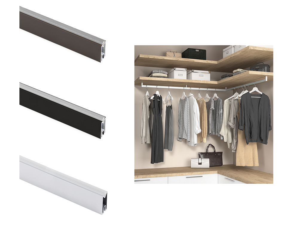 emu71008xx.png Tubo Rettangolare Alluminio Luxe con Gomma Asta cm.235 d.27x14 varie finiture Emuca - immagine 1