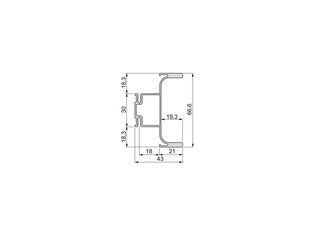 Profilo Gola Verticale Curvo Centrale per Mobili da Cucina mm.43,3x66,5 mm.2550h Alluminio Anodizzato Opaco  Emuca - immagine 2